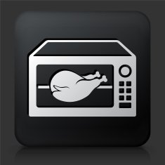 Black Square Button with Poultry Icon
