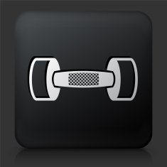 Black Square Button with Dumbbell N2