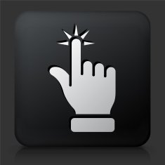 Black Square Button with Tip of the Fingers