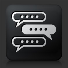 Black Square Button with Instant Message Icon N2