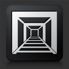Black Square Button with Mining Tunnel