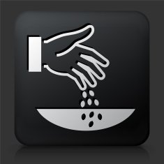 Black Square Button with Hand Planting Seeds