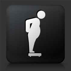 Black Square Button with Stick Figure on the Scale N2