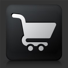 Black Square Button with Shopping Cart N7