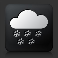 Black Square Button with Clouds and Snow