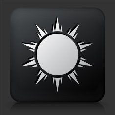 Black Square Button with Sun N3