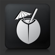 Black Square Button with Coconut Cocktail
