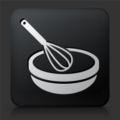 Black Square Button with Bowl & Whisker