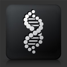 Black Square Button with DNA Icon