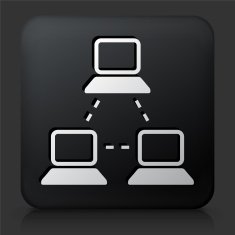 Black Square Button with Computer Web