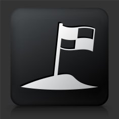 Black Square Button with Racing Flag N2