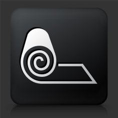 Black Square Button with Roll of Fabric