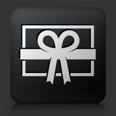 Black Square Button with Present Icon N2