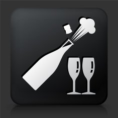 Black Square Button with Celebration Drinks Icon