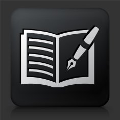 Black Square Button with Journal Icon