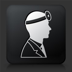 Black Square Button with Doctor Face N2