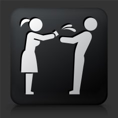 Black Square Button with Relationship Problems Icon N3
