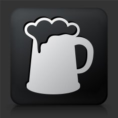 Black Square Button with Drink Glass Icon N3