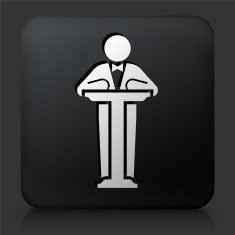 Black Square Button with Speech Icon N3