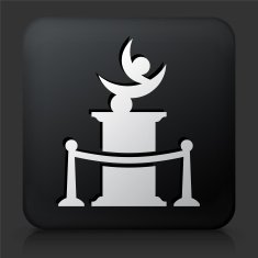 Black Square Button with Statue Icon