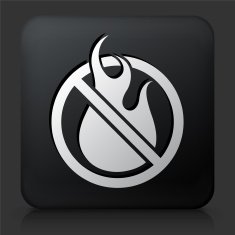 Black Square Button with Non Flamable Icon