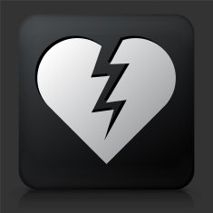 Black Square Button with Heartbreak Icon