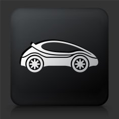 Black Square Button with Futuristic Car Icon