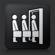 Black Square Button with Job Interview Icon
