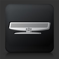 Black Square Button with Speakers Icon