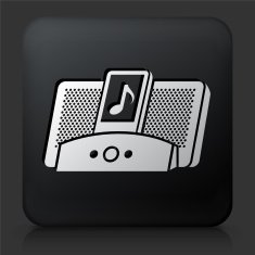 Black Square Button with Speakers Icon N2