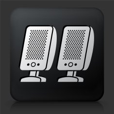 Black Square Button with Speakers Icon N3