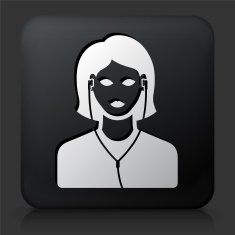 Black Square Button with Music Listening Icon N2