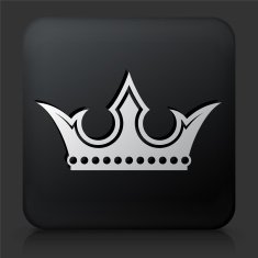 Black Square Button with Crown Icon N29