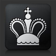 Black Square Button with Crown Icon N30