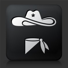 Black Square Button with Cowboy Cloth Icon N3