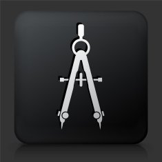 Black Square Button with Measurment Tools Icon N5