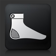 Black Square Button with Foot Icon