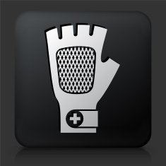 Black Square Button with Glove Icon N2