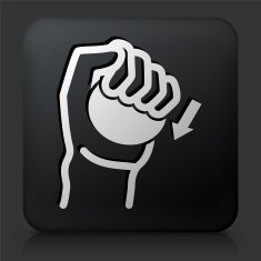 Black Square Button with Hands Icon N2