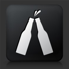 Black Square Button with Bottle Toast Icon