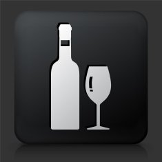 Black Square Button with Bottle Icon