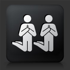 Black Square Button with Praying Icon