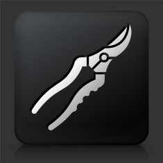 Black Square Button with Cutting Tools Icon N2
