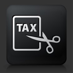 Black Square Button with Tax Cut Icon