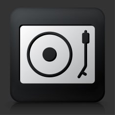 Black Square Button with Record Player N2