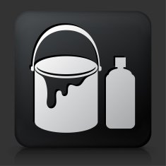 Black Square Button with Paint Bucket and Spray Can N2