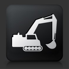 Black Square Button with Backhoe N2