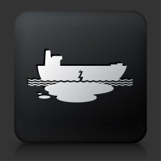 Black Square Button with Oil Leak Ship Wreck Icon N2