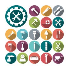 Flat icons Building and tools vector collection