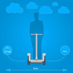 Flat vector illustration for technical characteristics of alternative personal transport